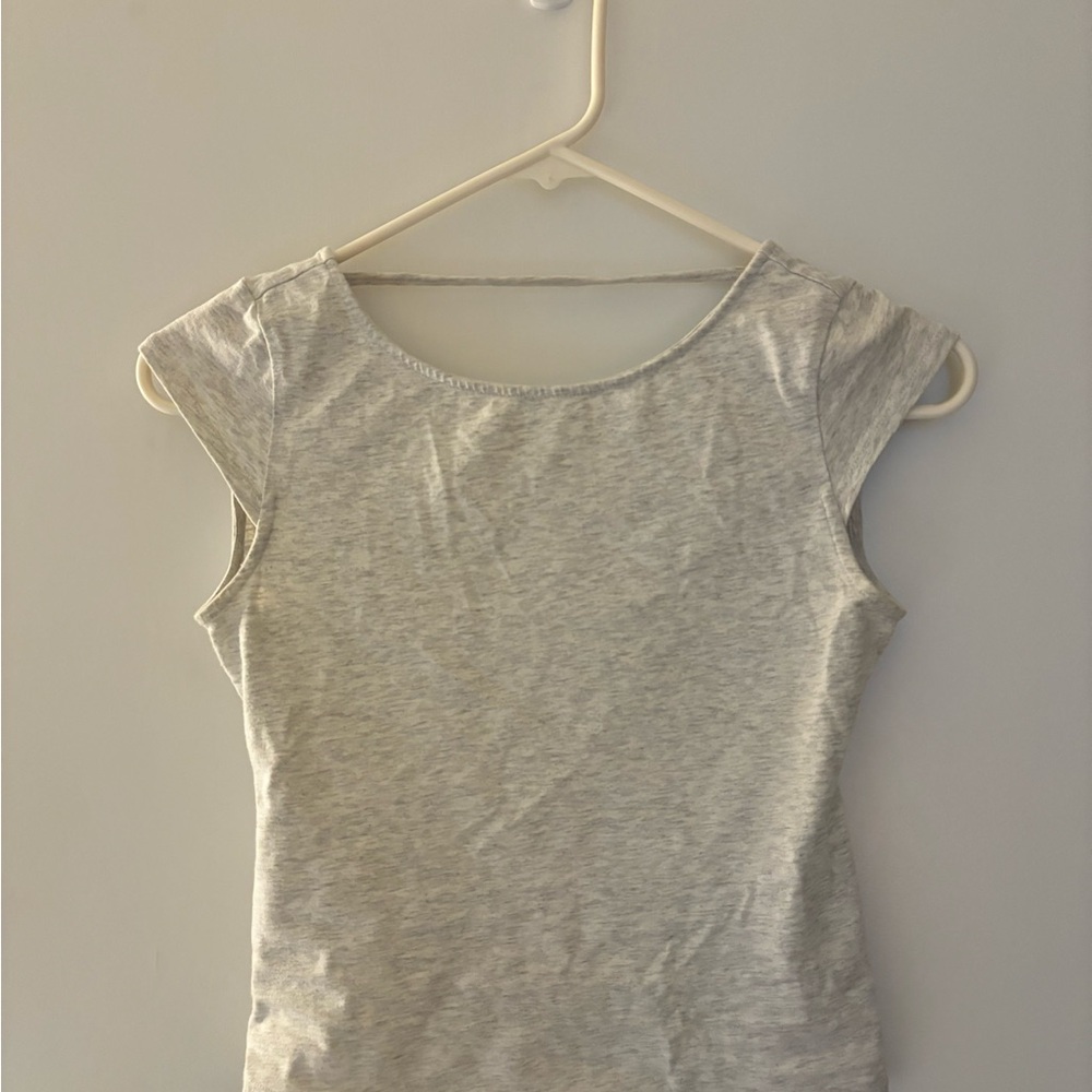 light gray women’s boatneck backless top